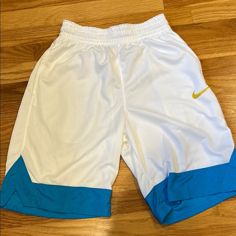 Nike White and Blue Basketball Shorts